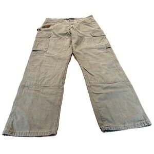 Wrangler Riggs Workwear Mens Green Flannel Lined Ripstop Cargo Pants 38x34